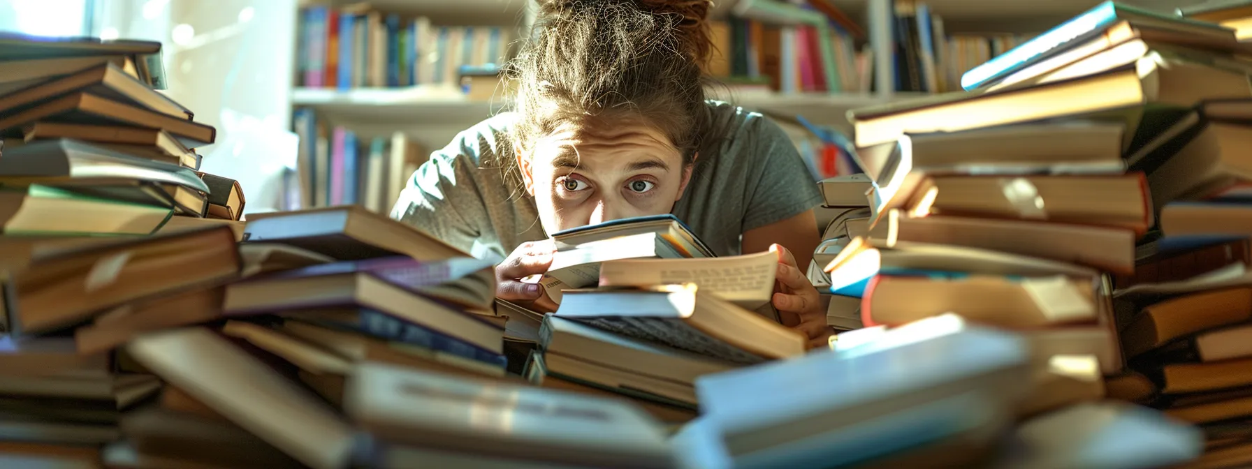 students eagerly diving into a pile of academic resources provided by their middle school scholarships.