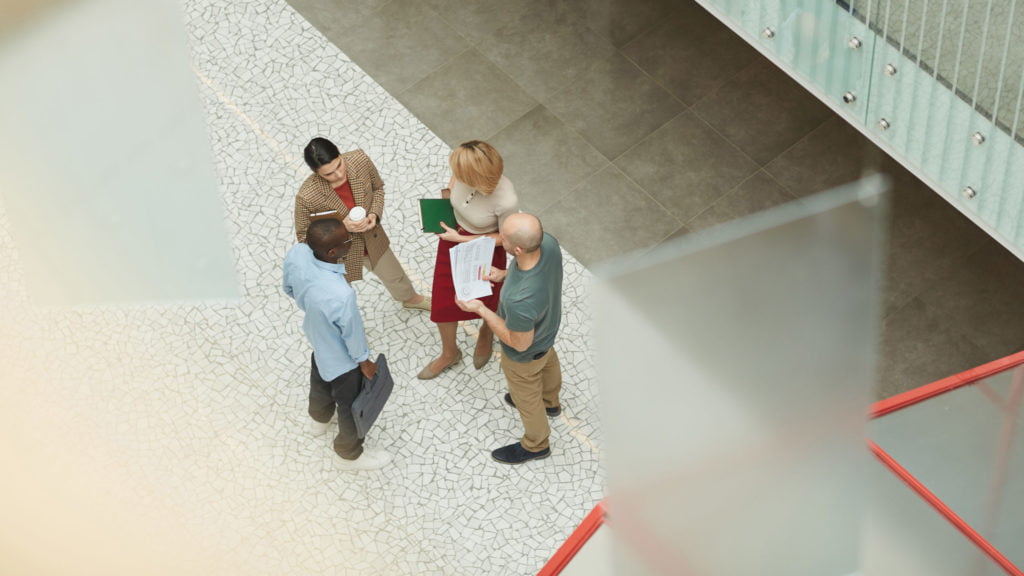 a group of people working on a project