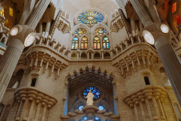 a large cathedral with stained glass windows