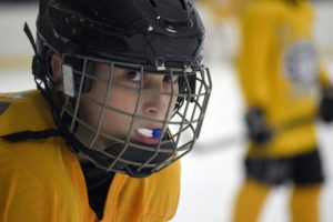 Close up of a youth hockey player