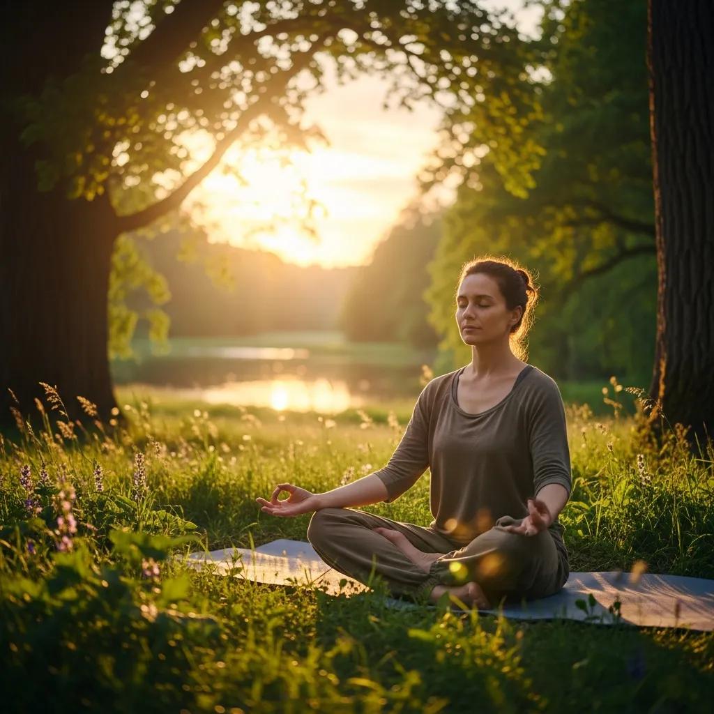 Person meditating outdoors, representing integrative wellness approaches for stress management